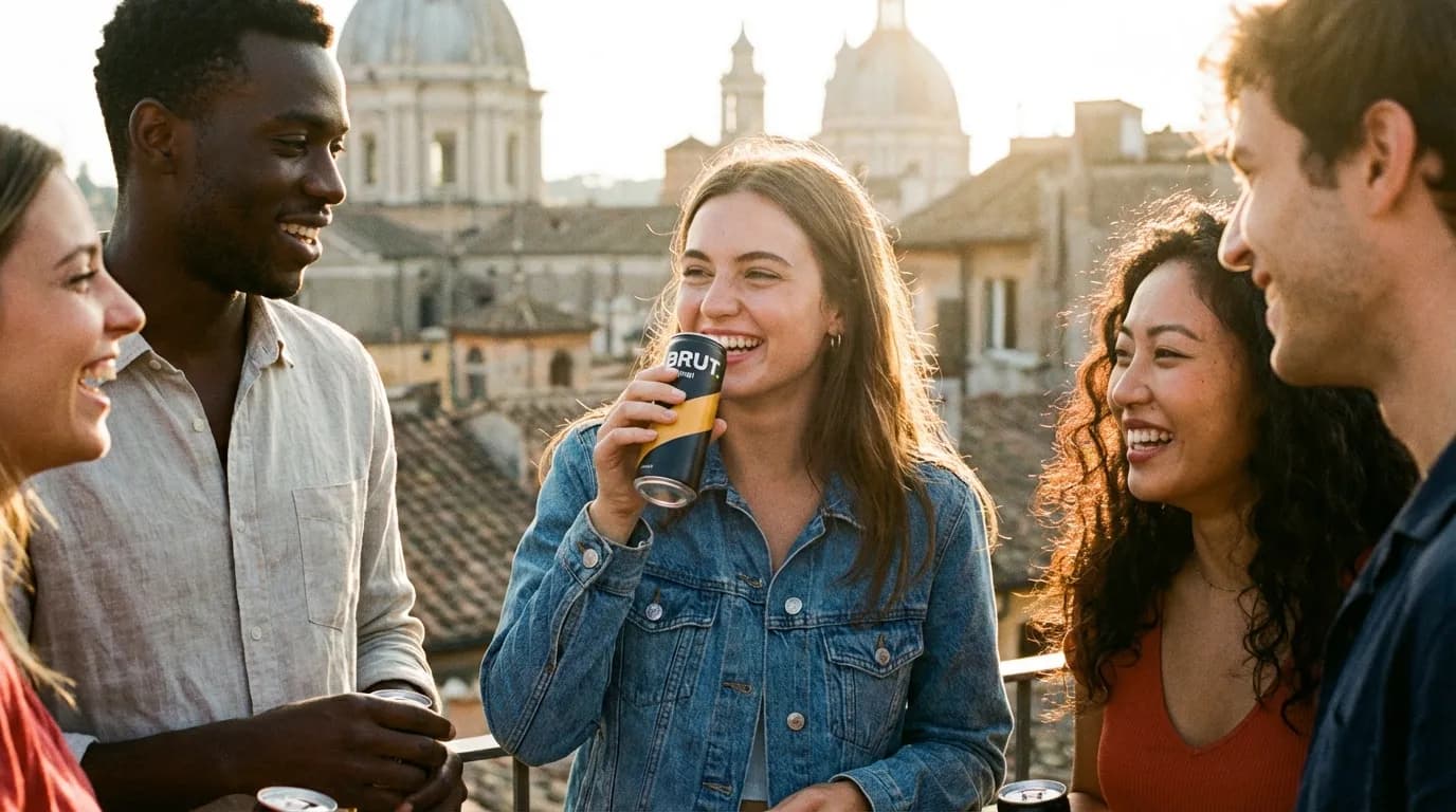 BRUT. Original dry craft cider in lifestyle setting