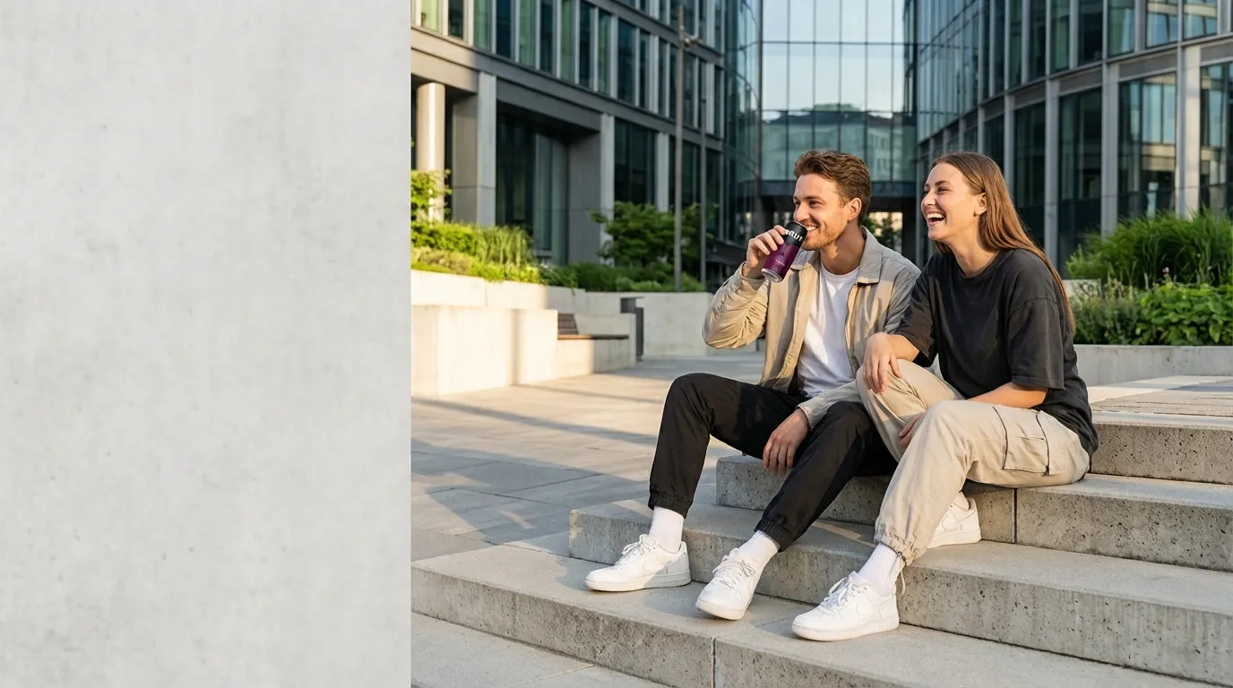 BRUT. Cassis dry craft cider in lifestyle setting